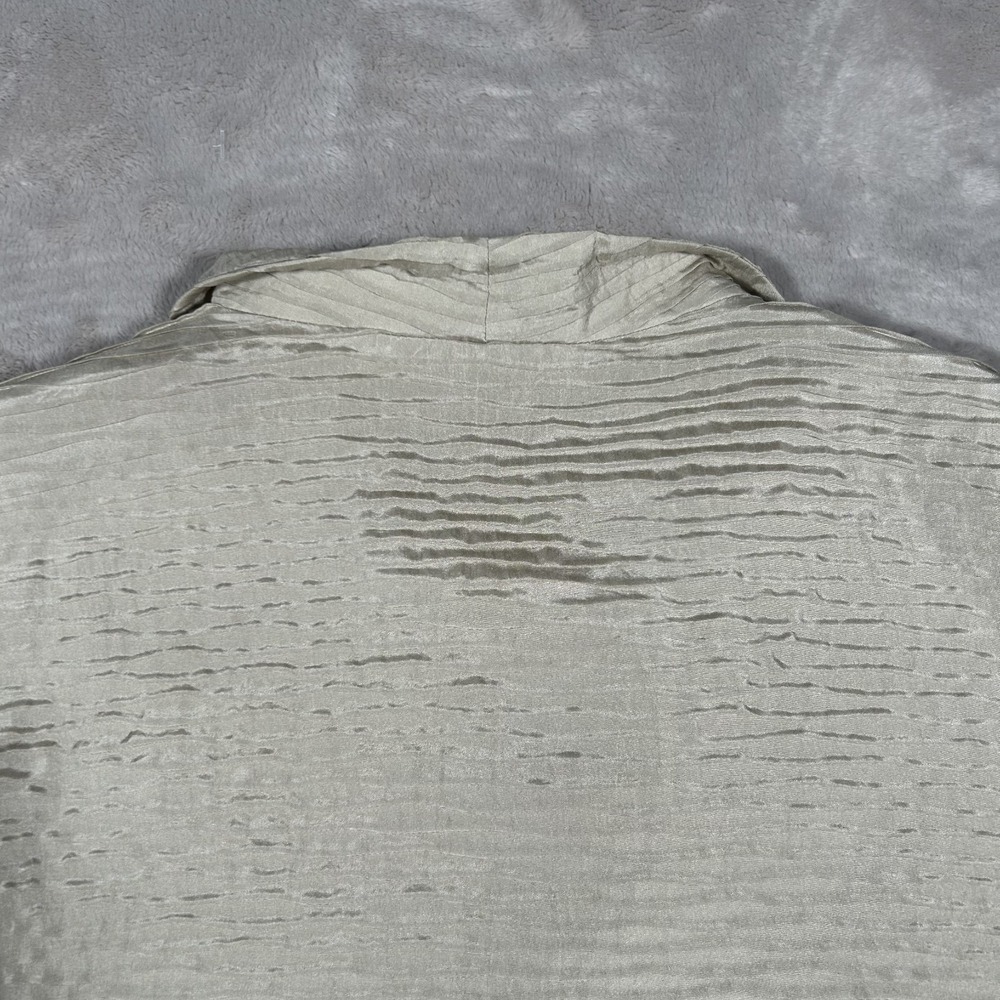 EILEEN FISHER Cardigan Jacket Woman S Gold Ribbed 100% Silk Open Front Drape New - Picture 10 of 15